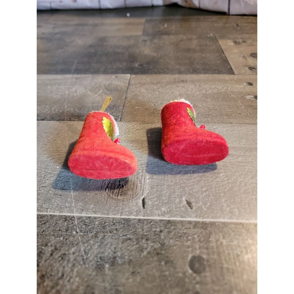 Vintage Stocking boots Mistletoe set ornament xmas - Picture 4 of 5